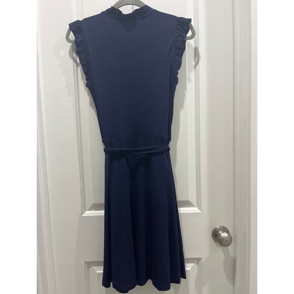 NWT Boden Navy Ruffle Fixed Wrap Jersey Dress Sz US 6 - Picture 10 of 11